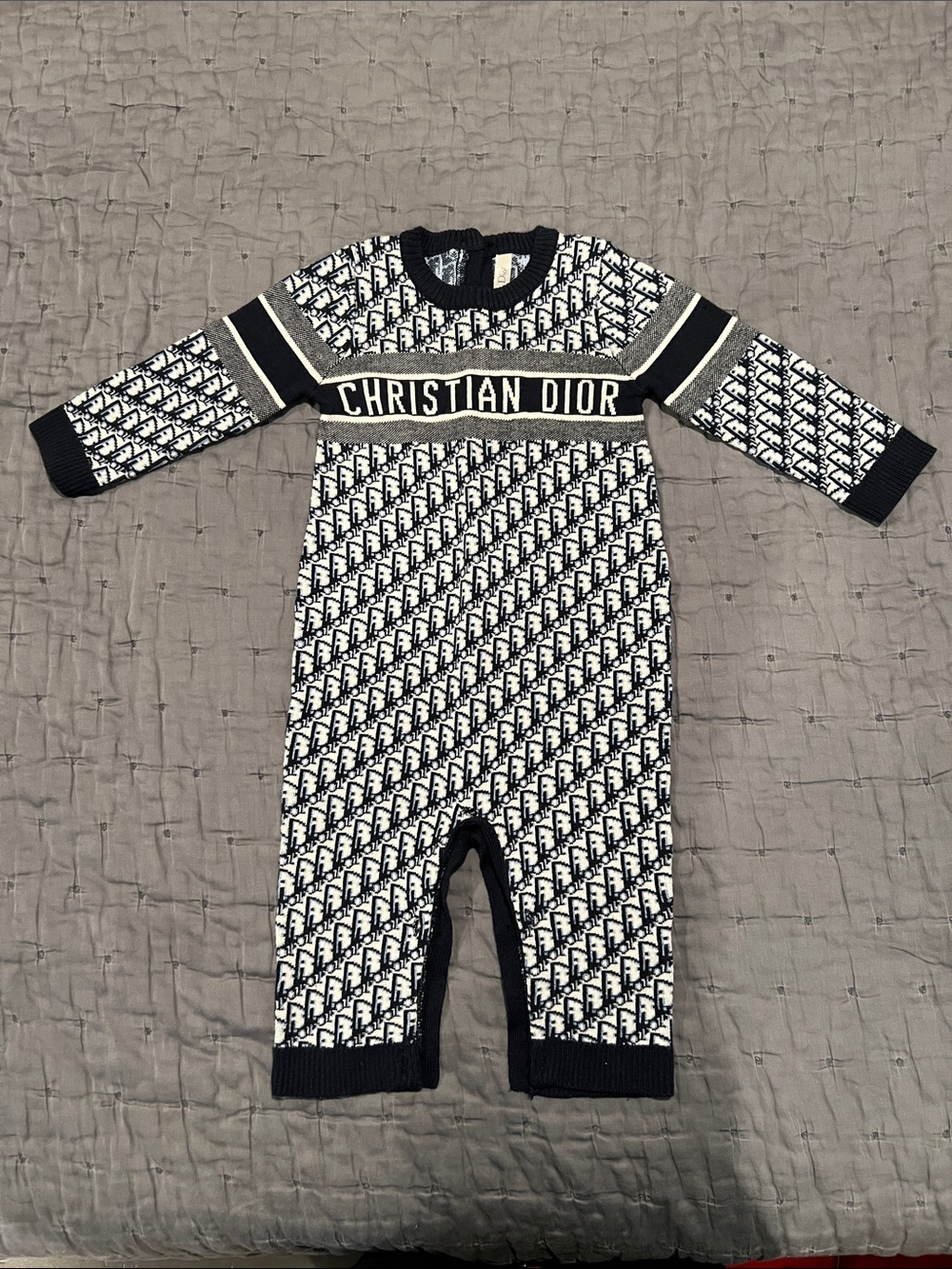 Dior Black & White Christian Dior Logo Knit One-Piece